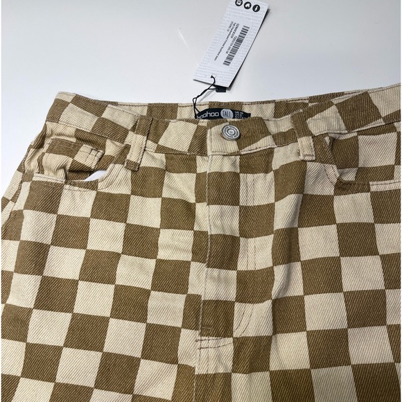 NWT - BOOHOO TALL CHECKERBOARD PRINTED BOYFRIEND JEANS SIZE 6/M - Picture 10 of 15